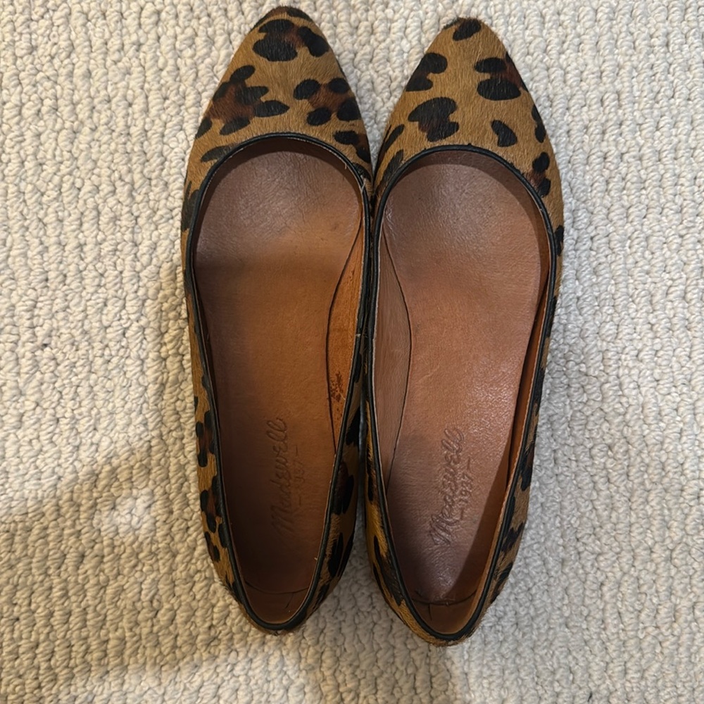 Neutral leopard print flats